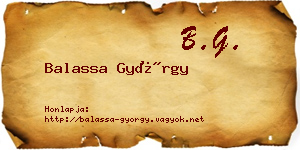 Balassa György névjegykártya